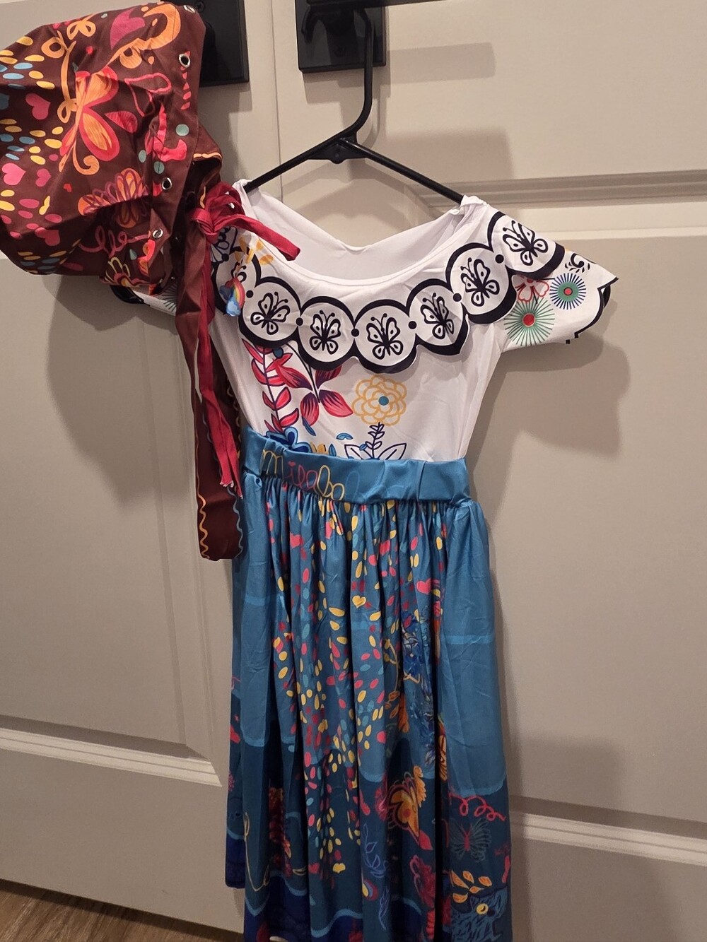 Girls Floral Folklore Halloween Matching Set - Blue & Brown
